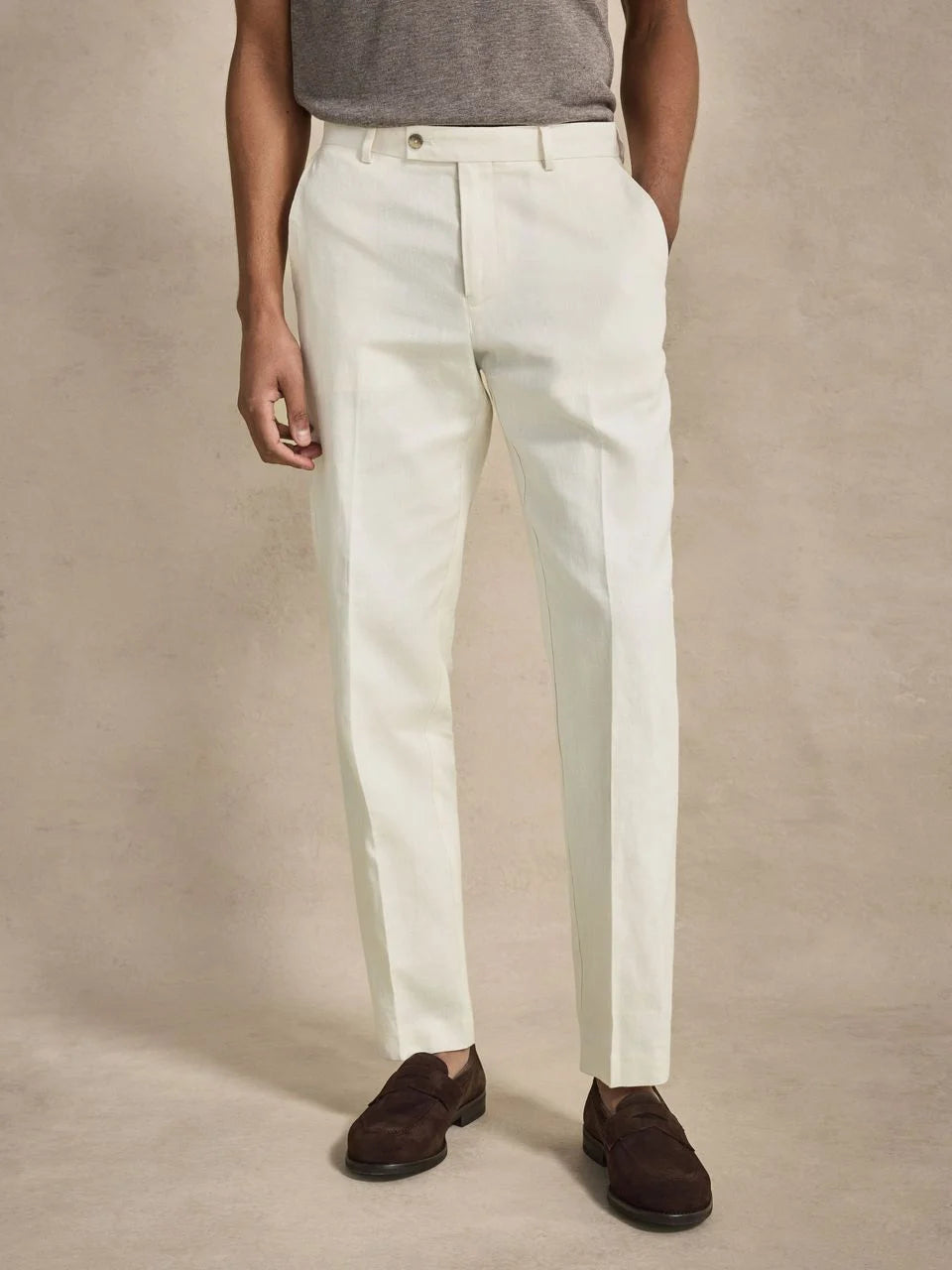 John Henric Linen Blend Suit Pants Sand