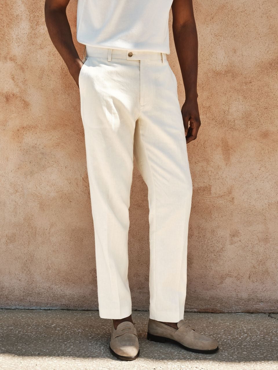 John Henric Linen Blend Suit Pants Sand