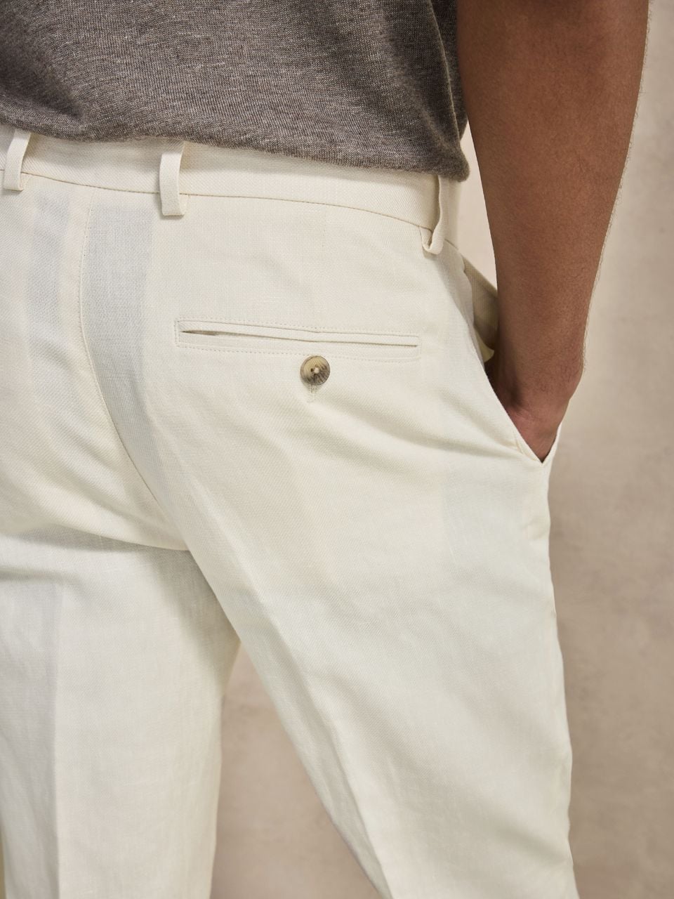 John Henric Linen Blend Suit Pants Sand