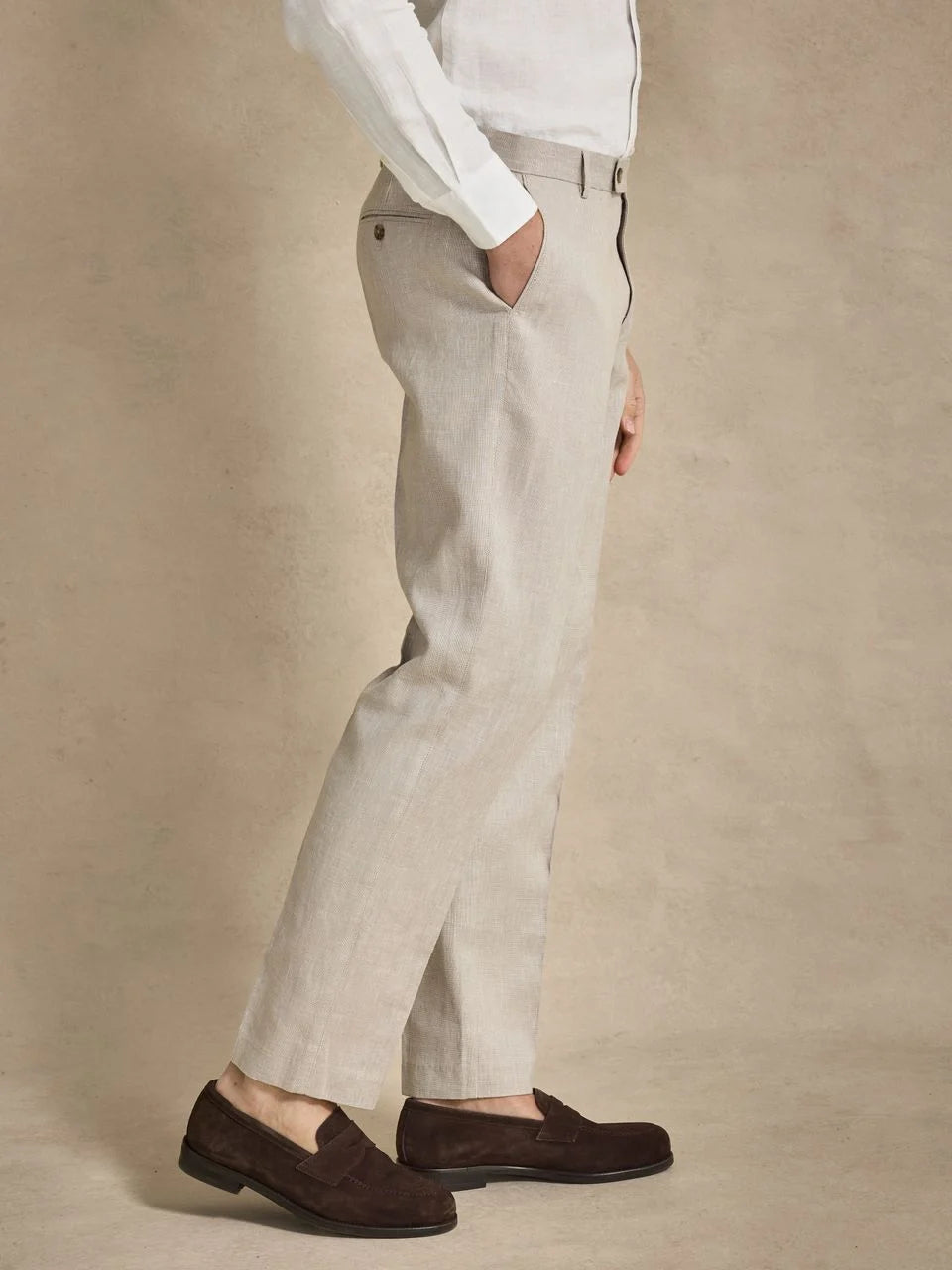 John Henric Linen Blend Suit Pants Beige
