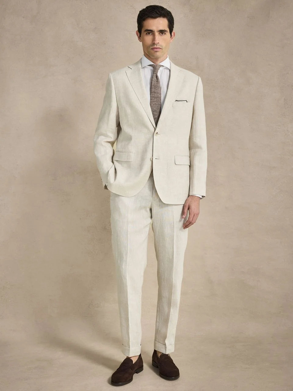 John Henric Linen Single Breasted Blazer Sand