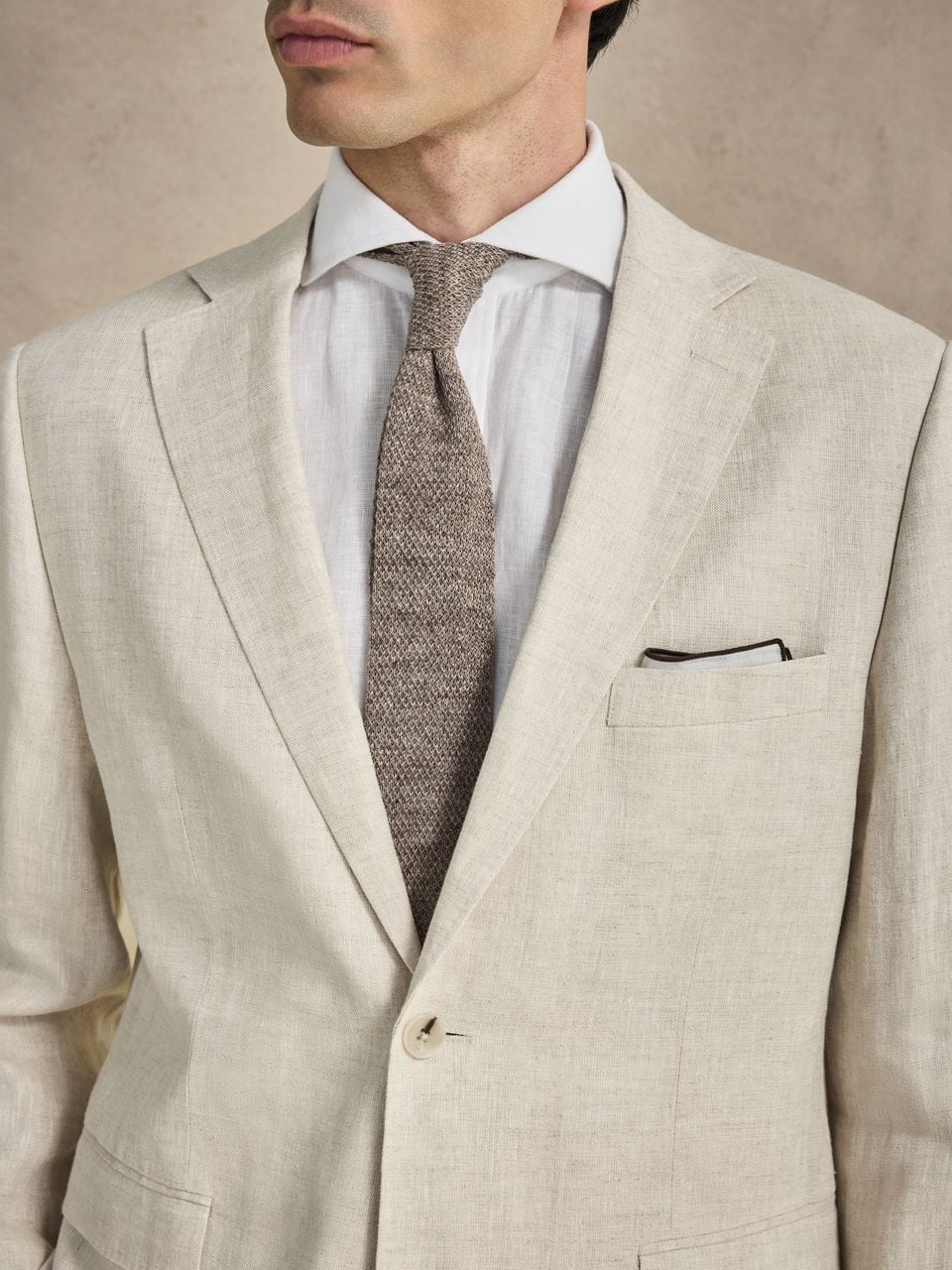 John Henric Linen Single Breasted Blazer Sand
