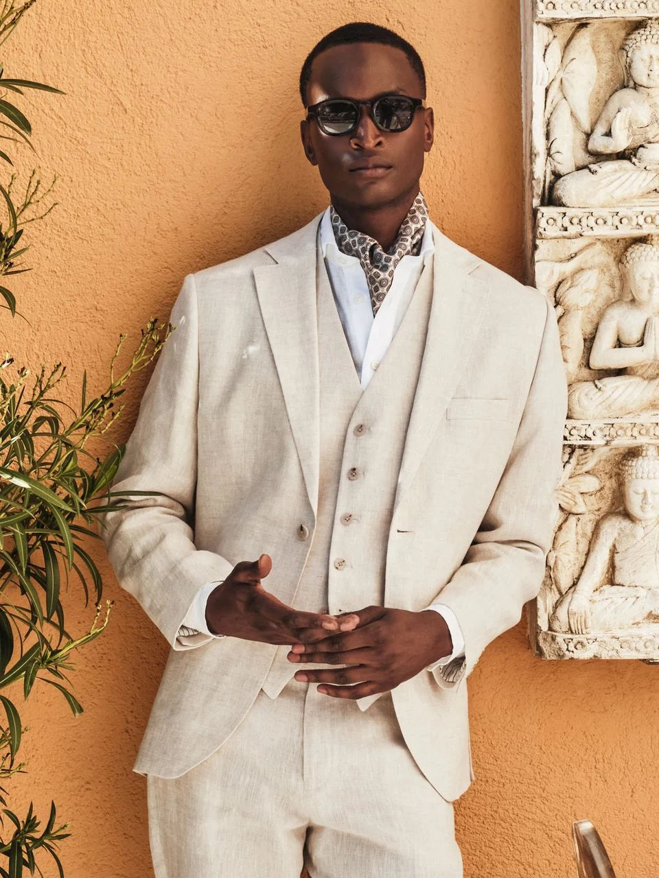 John Henric Linen Single Breasted Blazer Sand