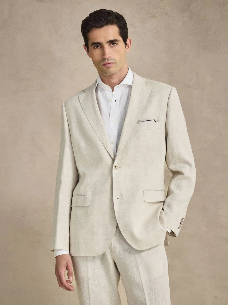 John Henric Linen Single Breasted Blazer Sand