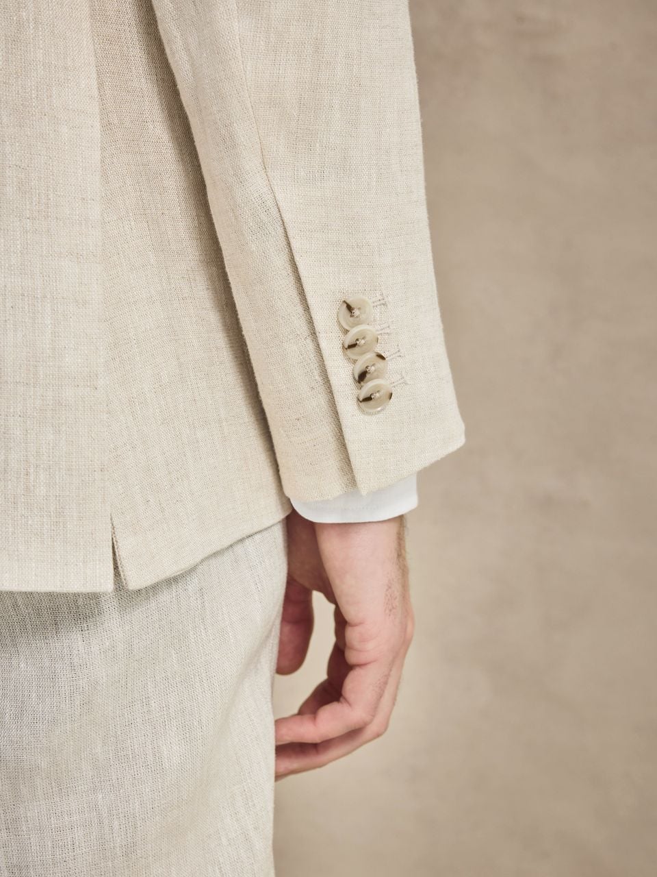 John Henric Linen Single Breasted Blazer Sand