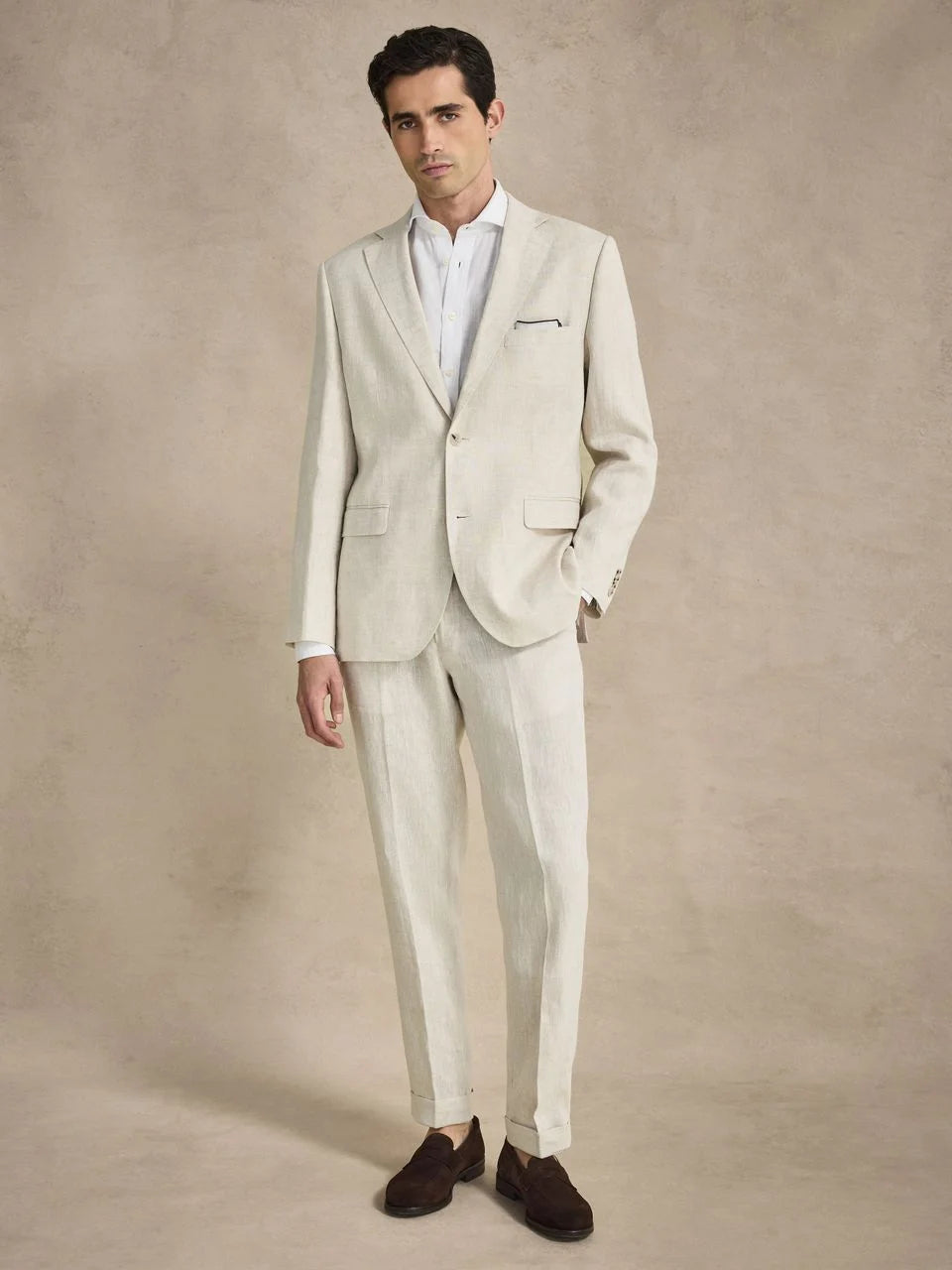 John Henric Linen Single Breasted Blazer Sand