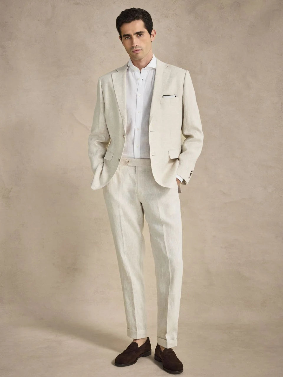 John Henric Linen Single Breasted Blazer Sand