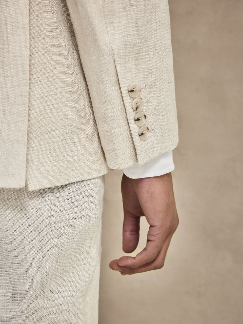 John Henric Linen Double Breasted Blazer Sand