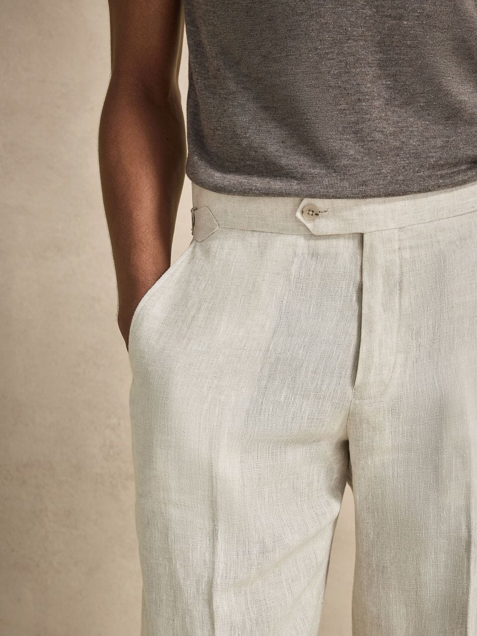 John Henric Linen Suit Pants Sand