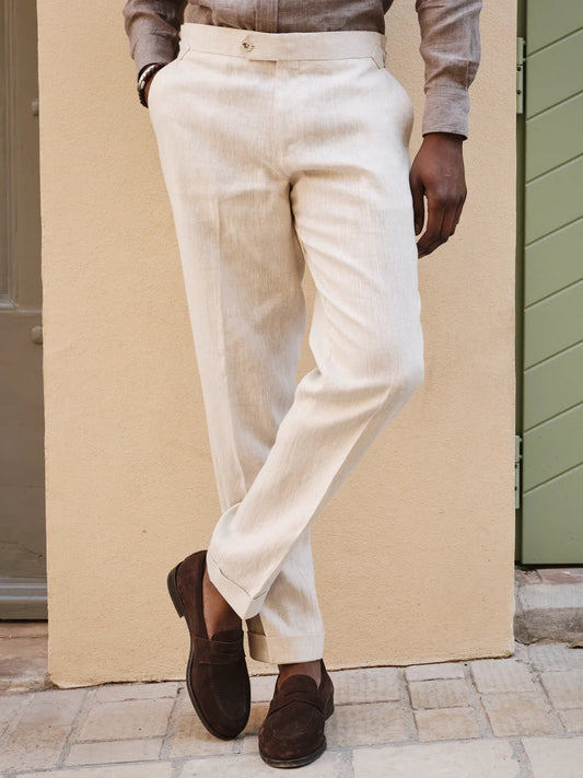 John Henric Linen Suit Pants Sand