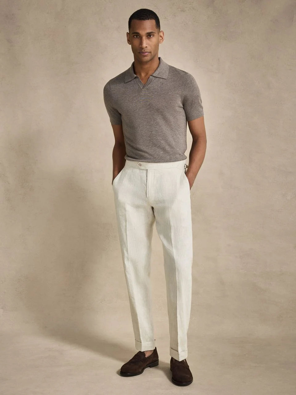 John Henric Linen Suit Pants Sand