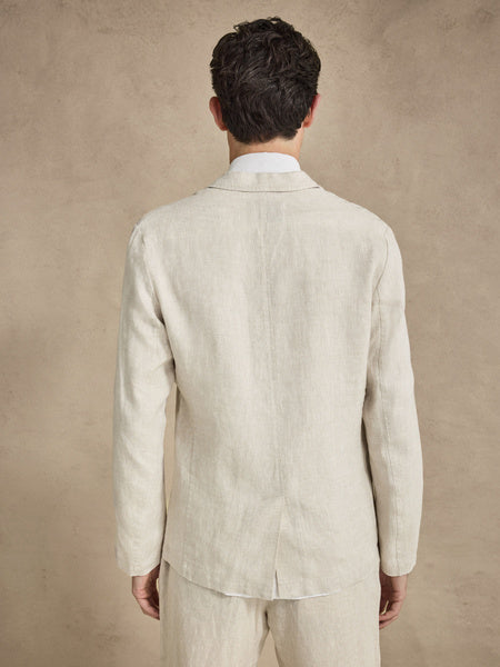 John Henric Linen Single Breasted Blazer Beige