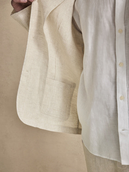 John Henric Linen Single Breasted Blazer Beige