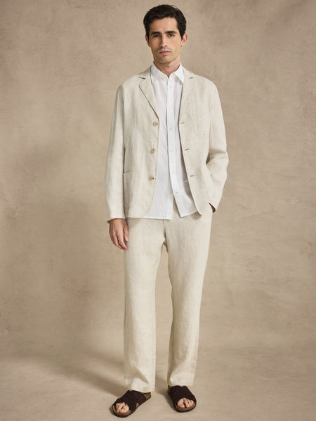 John Henric Linen Single Breasted Blazer Beige
