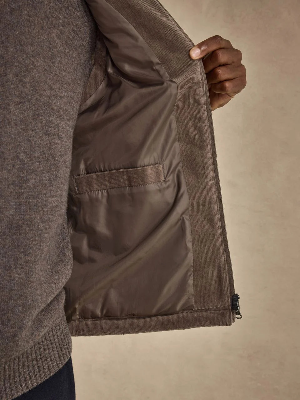 John Henric Corduroy Zip Vest Taupe