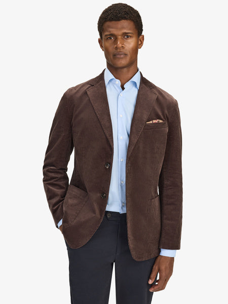 John Henric Corduroy Casual Single Breasted Blazer Brown