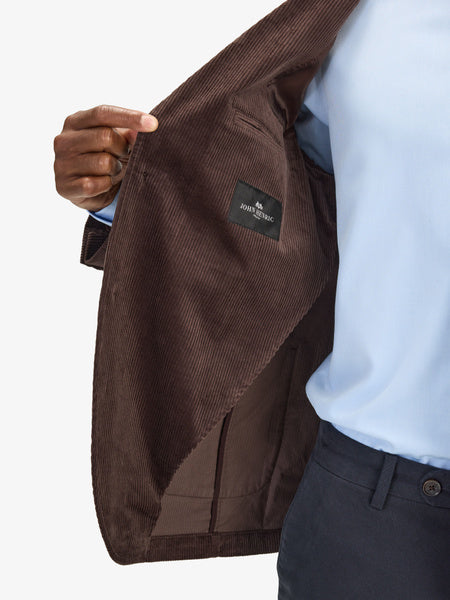 John Henric Corduroy Casual Single Breasted Blazer Brown