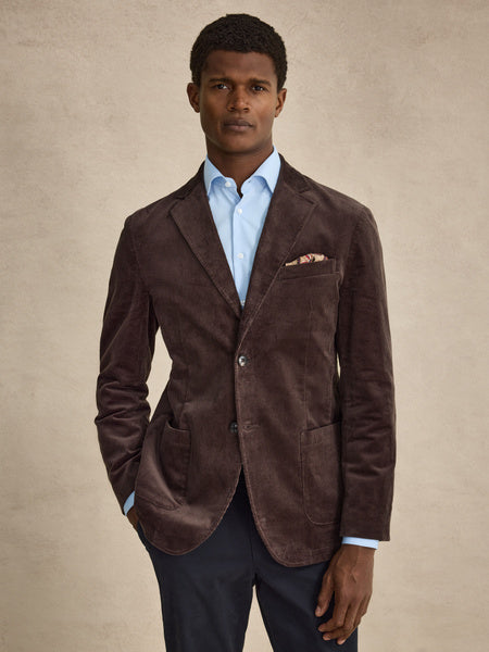 John Henric Corduroy Casual Single Breasted Blazer Brown