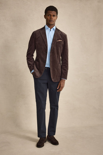 John Henric Corduroy Casual Single Breasted Blazer Brown