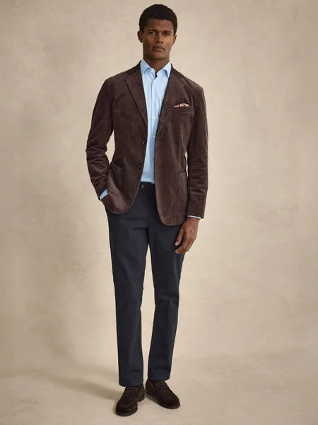 John Henric Corduroy Casual Single Breasted Blazer Brown