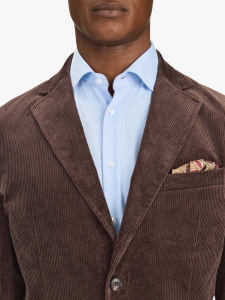 John Henric Corduroy Casual Single Breasted Blazer Brown