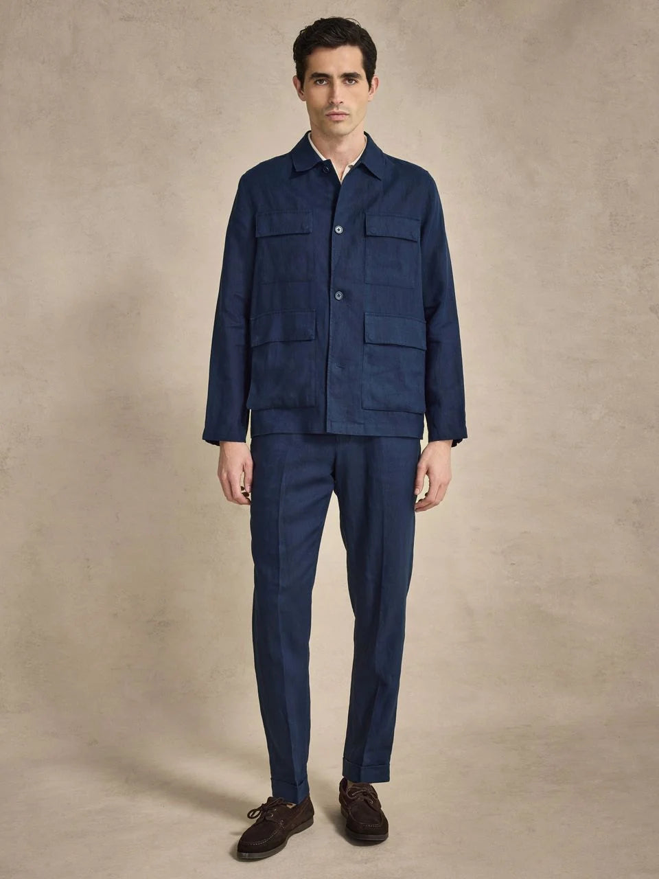 John Henric Linen Overshirt (Jerry) Navy Blue