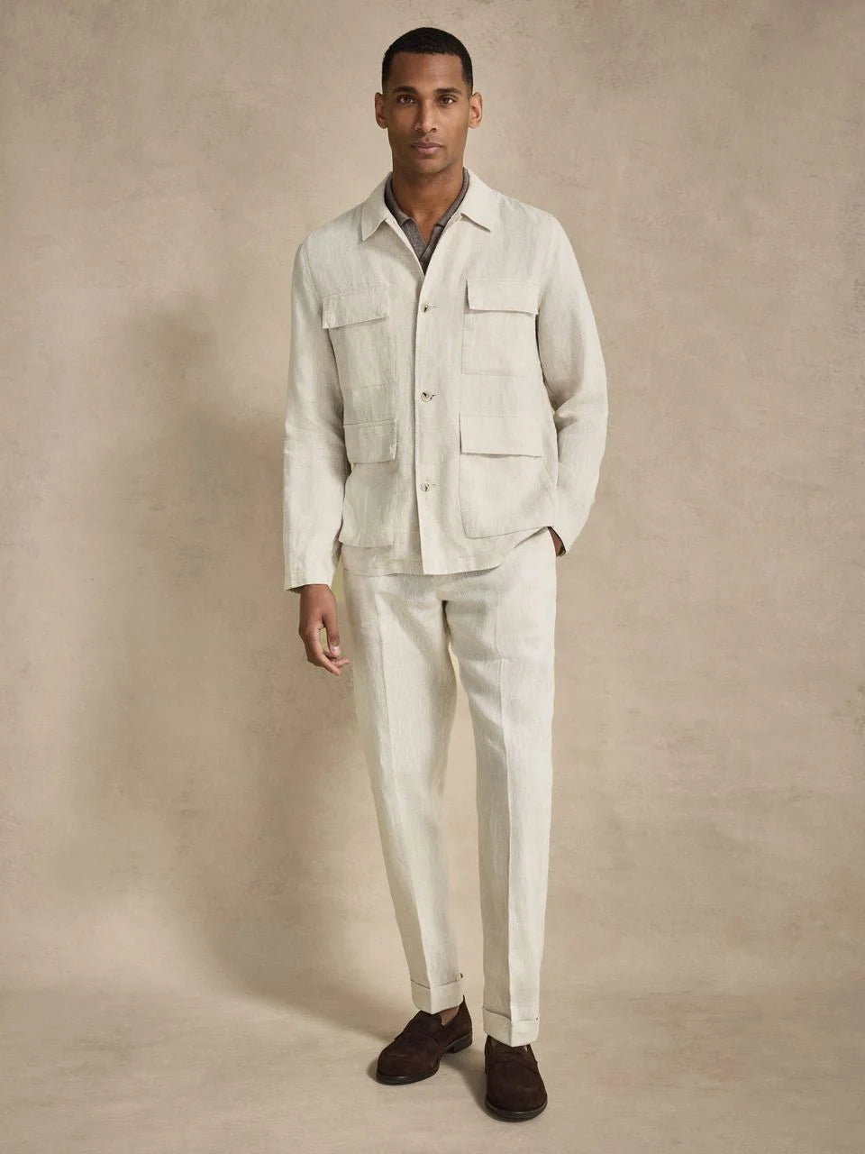 John Henric Linen Overshirt Sand