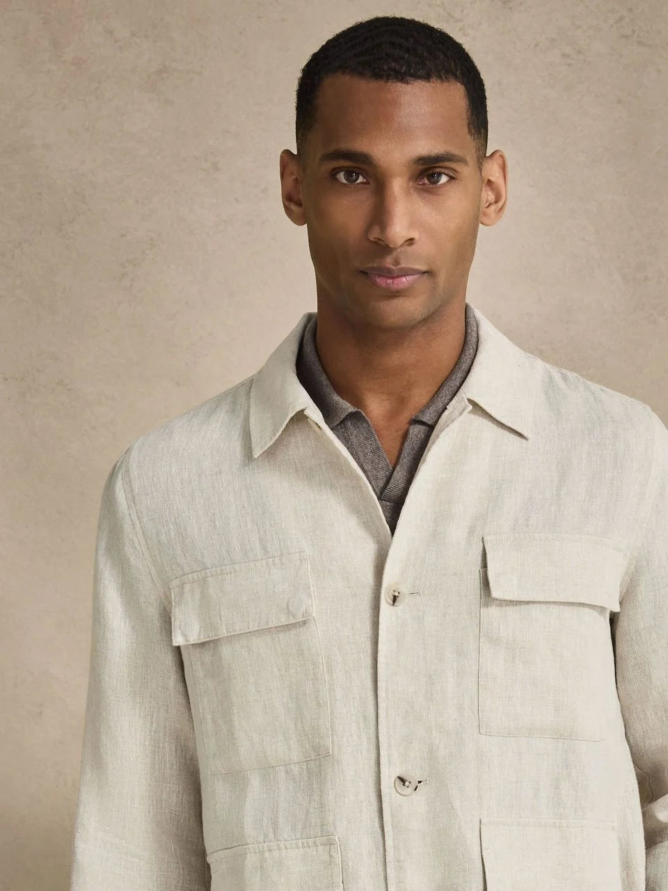 John Henric Linen Overshirt Sand