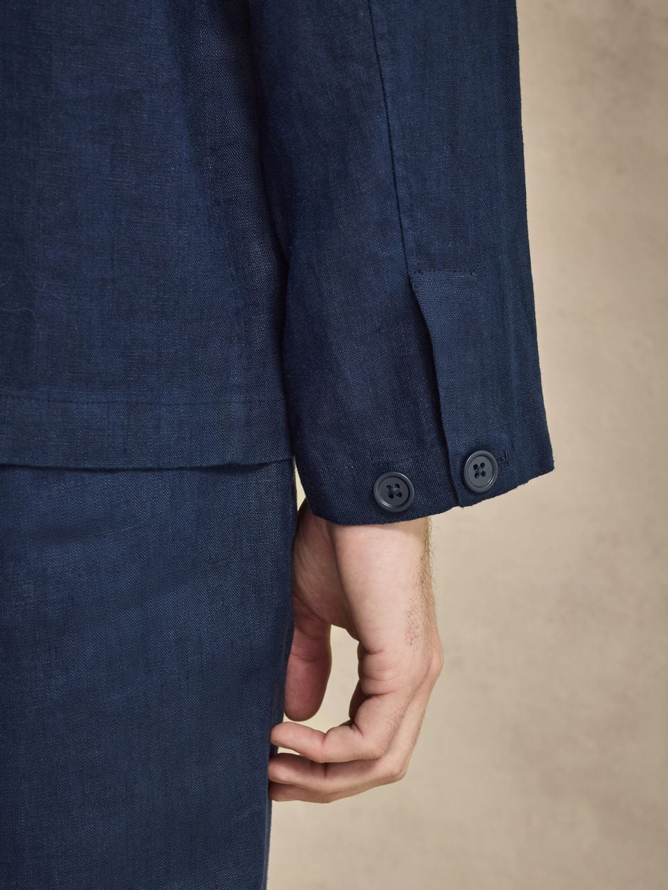 John Henric Linen Overshirt (Jerry) Navy Blue