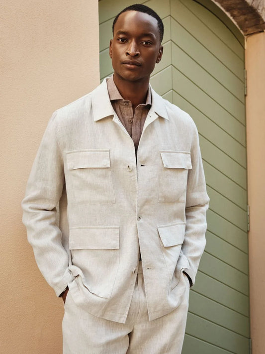 John Henric Linen Overshirt Sand