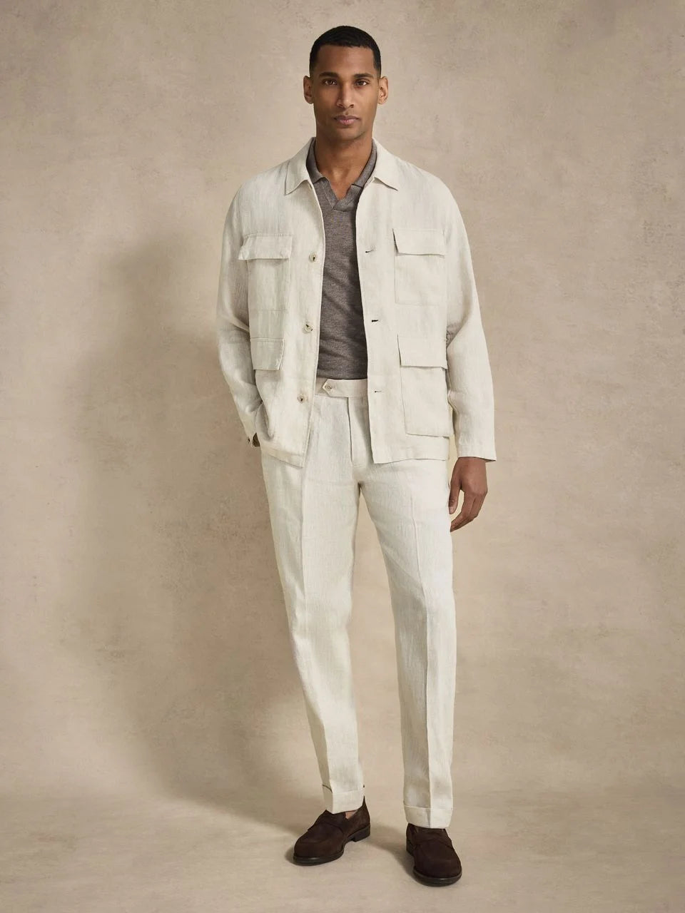 John Henric Linen Overshirt Sand