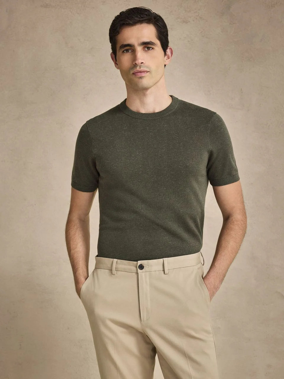 John Henric Lyocell Linen Tee Green