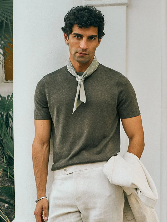 John Henric Lyocell Linen Tee Green
