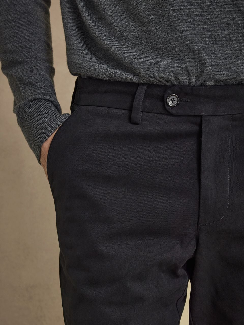 John Henric Cotton Twill Chinos Black