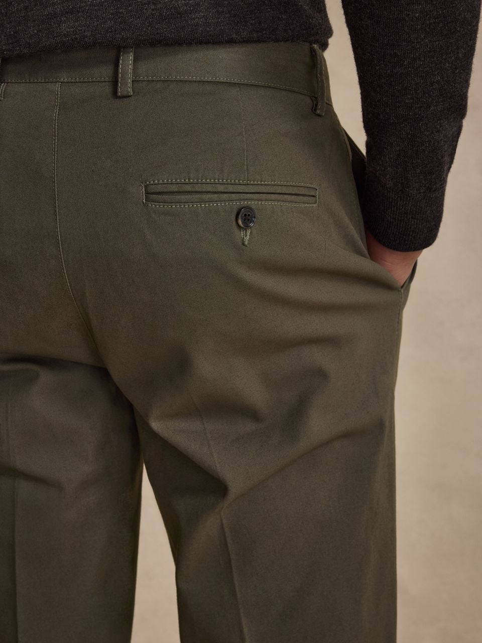 John Henric Ari Relaxed Fit Cotton Solid Pleated Trousers Green