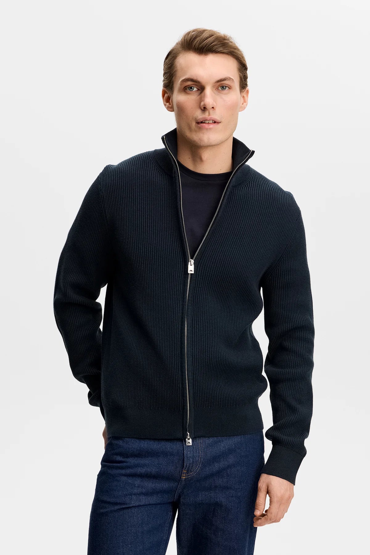 J.Lindeberg Alexis Full Zip Cardigan JL Navy - Mojo Independent Store