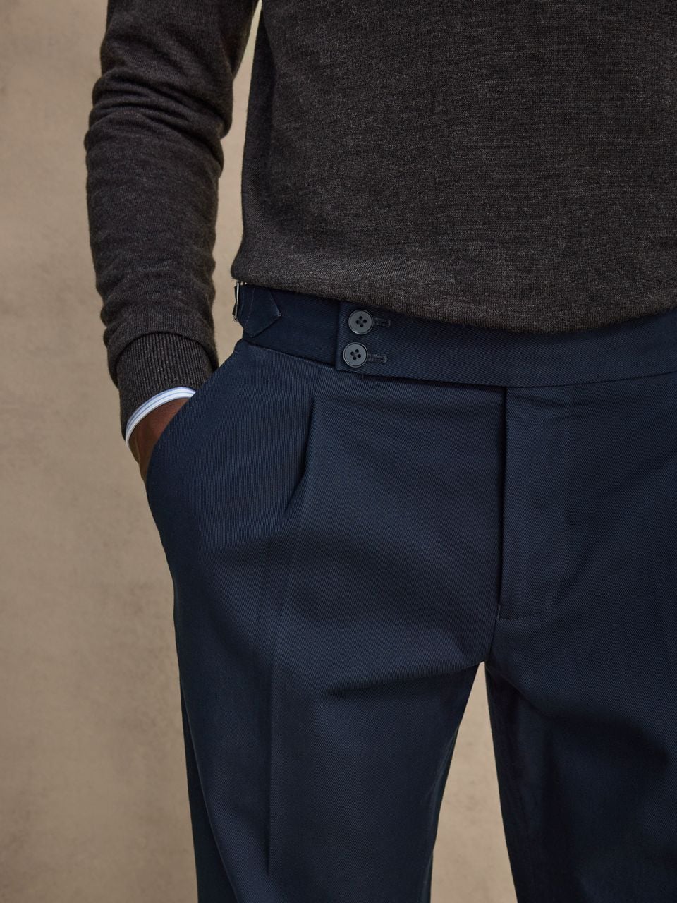 John Henric Albin Buckle Dress Trousers Navy Blue