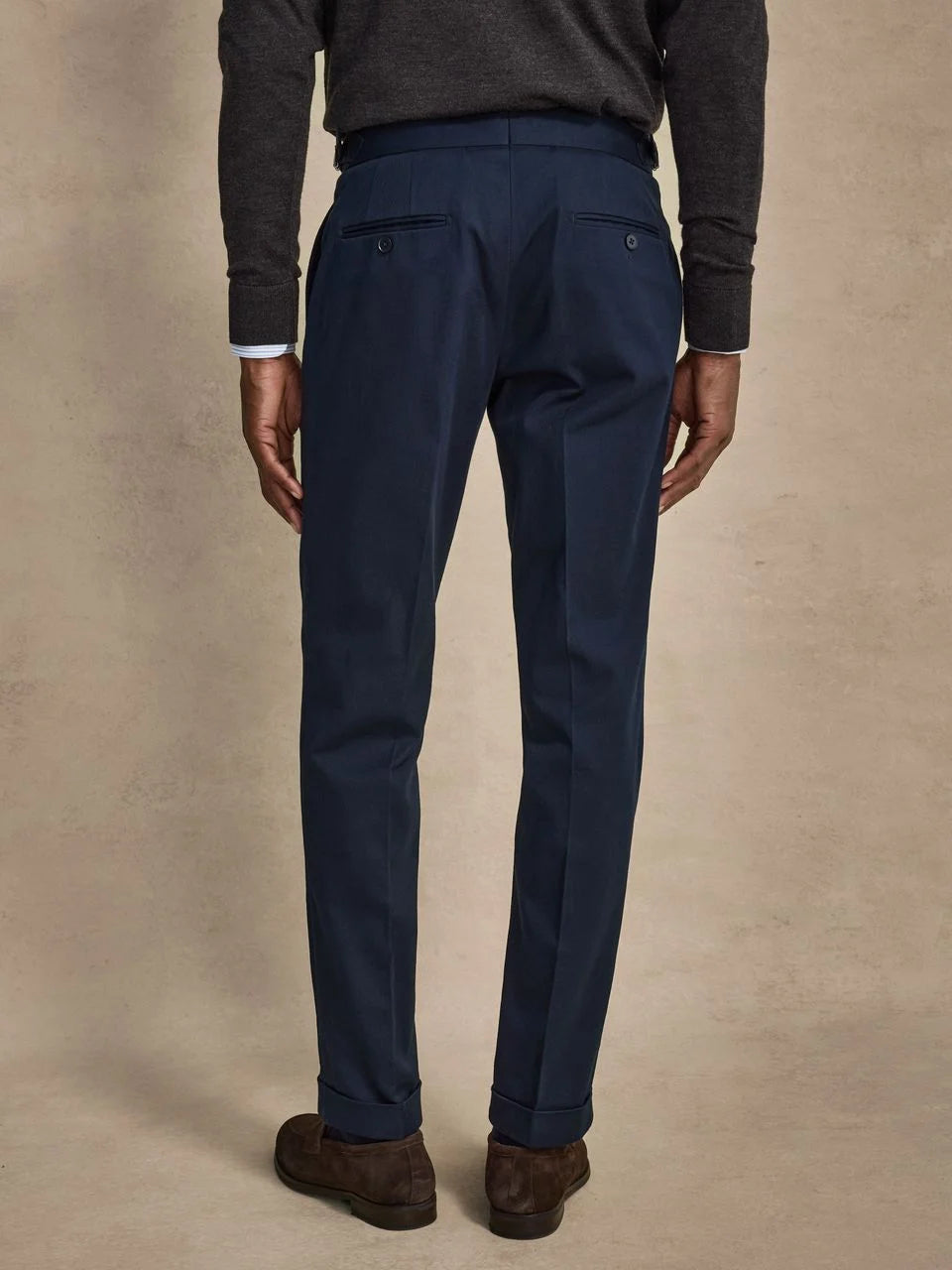 John Henric Albin Buckle Dress Trousers Navy Blue