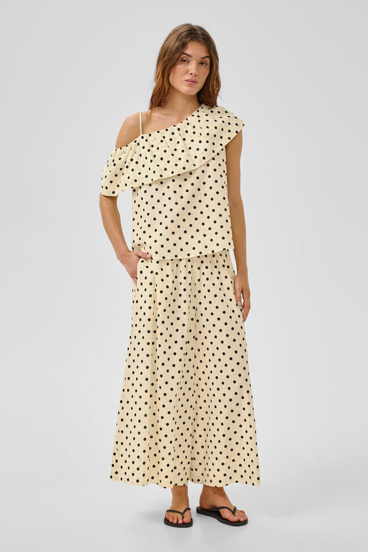 My Essential Wardrobe Nada Skirtpant Lemon Icing with dots