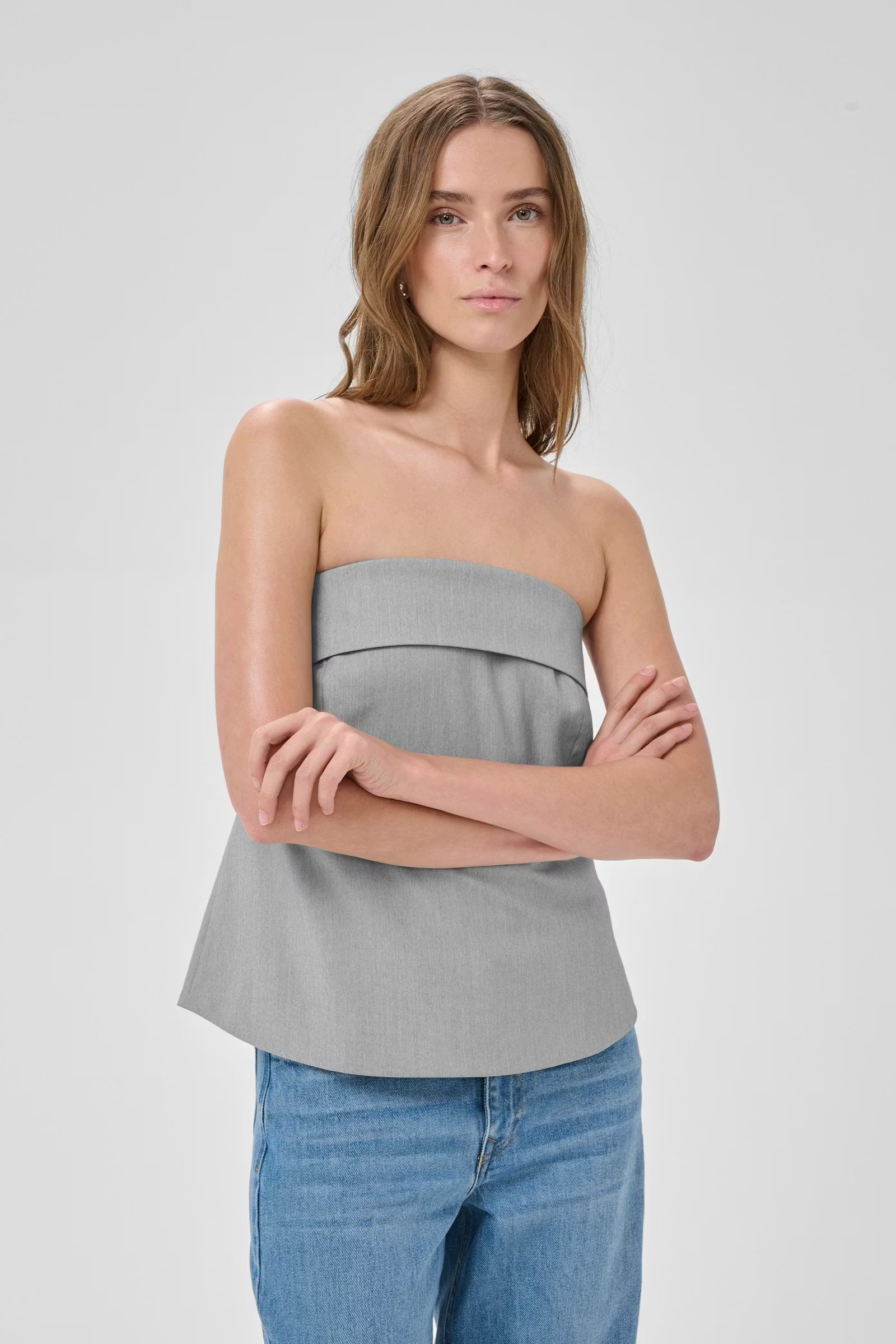 My Essential Wardrobe Hanna Corsage Light Grey Melange - Mojo Independent Store