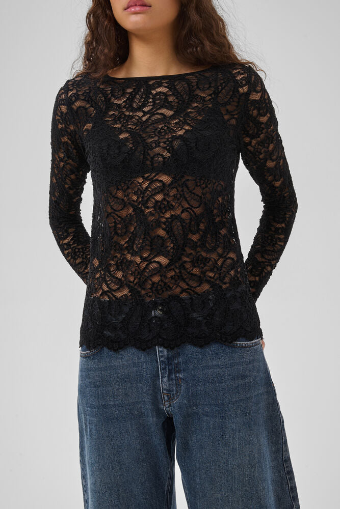 My Essential Wardrobe Salvi LS Lace Blouse Black