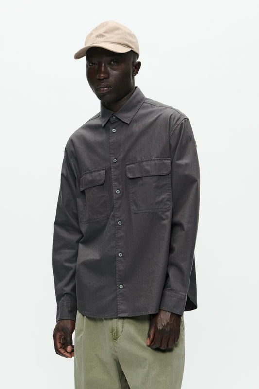 Wood Wood Nico Shirt Gray Pinstripe