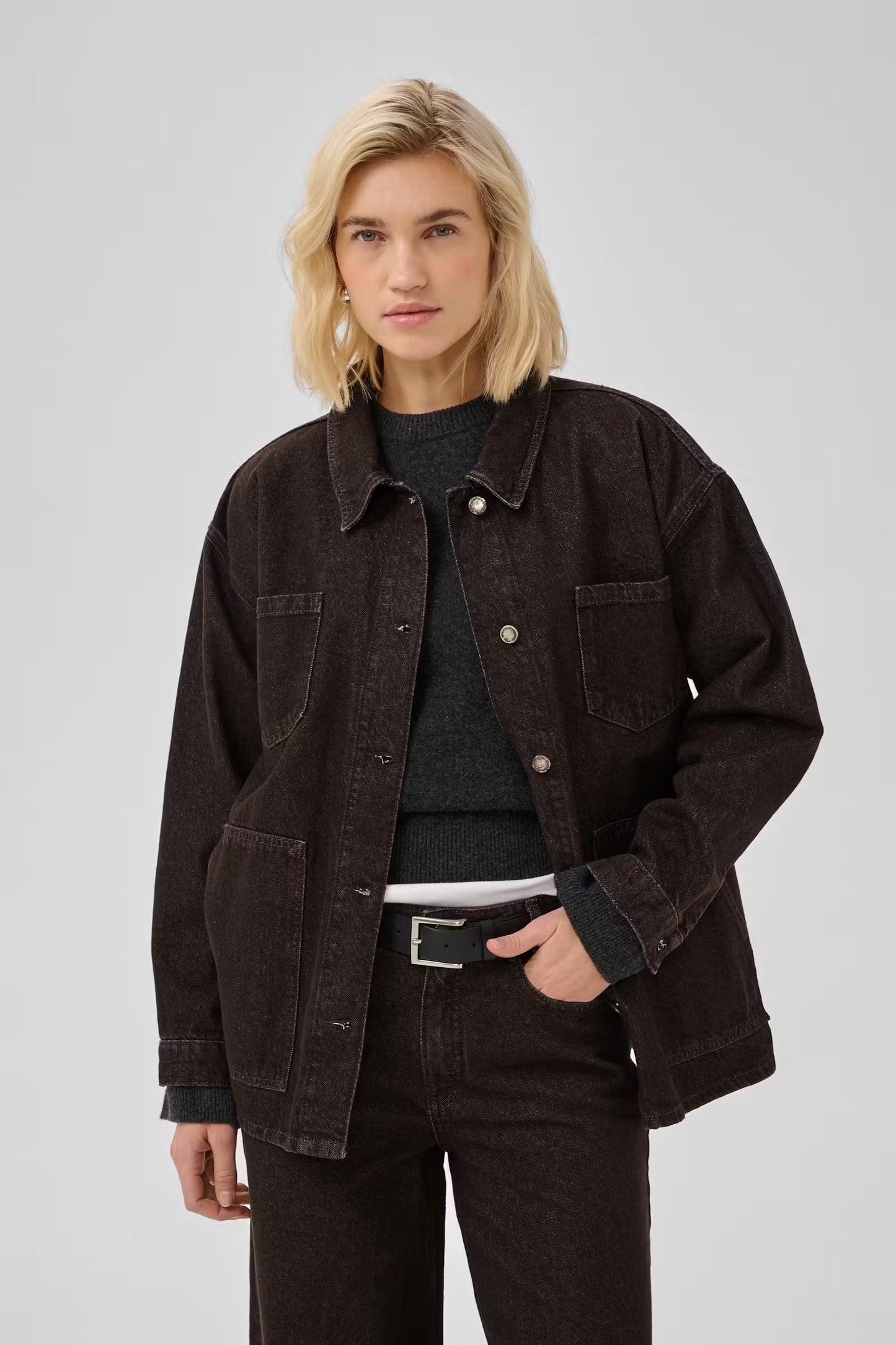 My Essential Wardrobe Denim Jacket Uma Dark Brown Wash