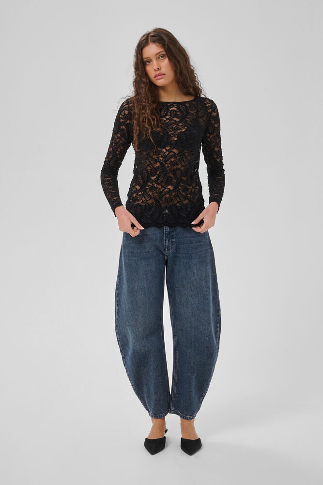 My Essential Wardrobe Salvi LS Lace Blouse Black