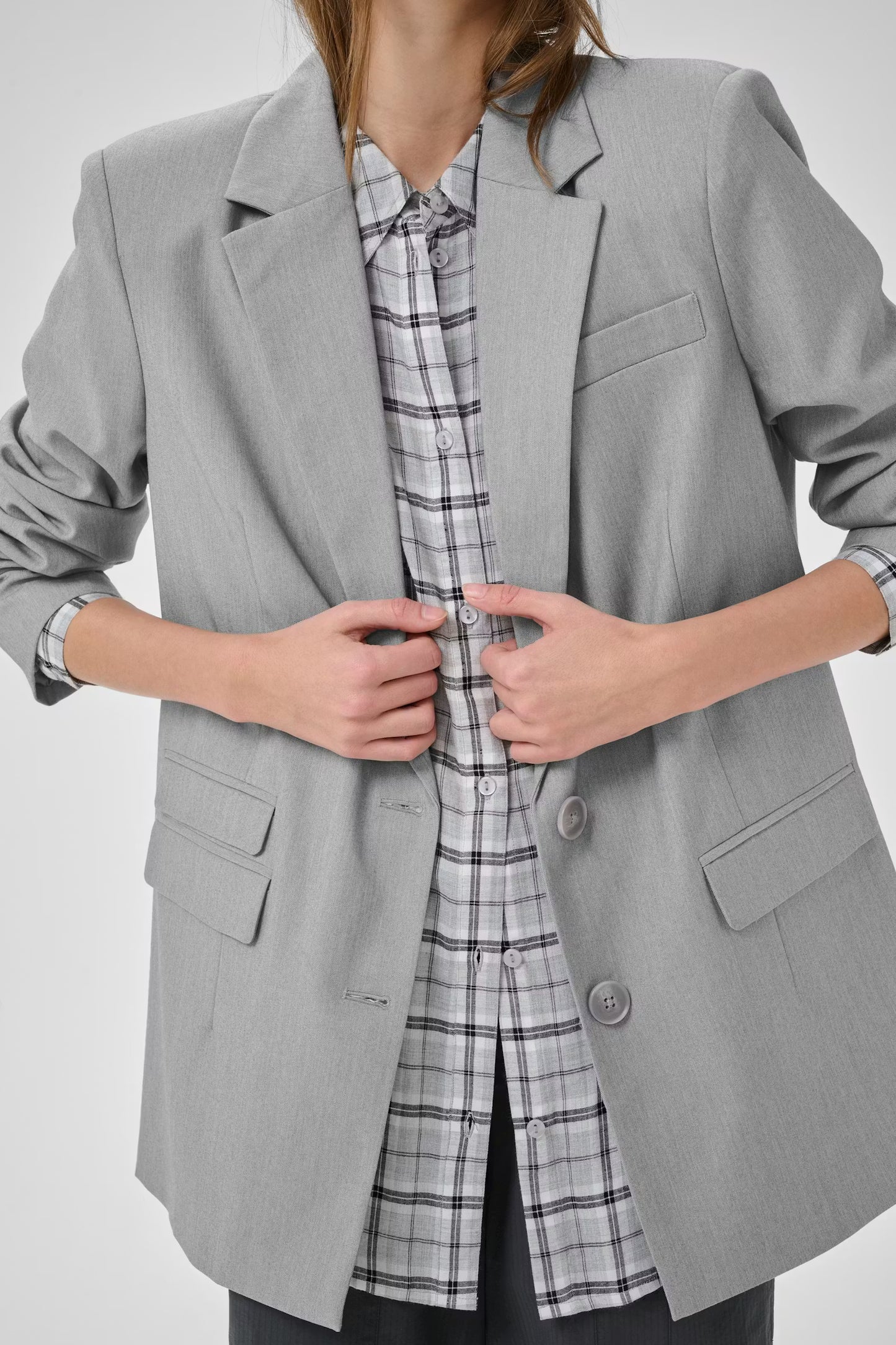 My Essential Wardrobe Hanna Blazer Light Grey Melange - Mojo Independent Store