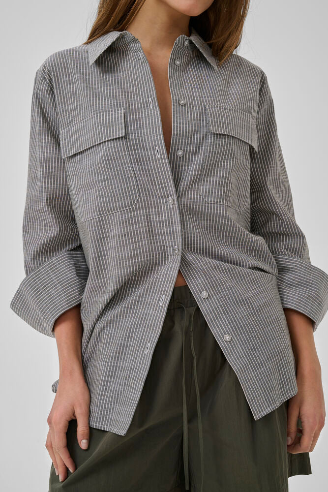 My Essential Wardrobe Skye Shirt Forest Night Stripe - Mojo Independent Store