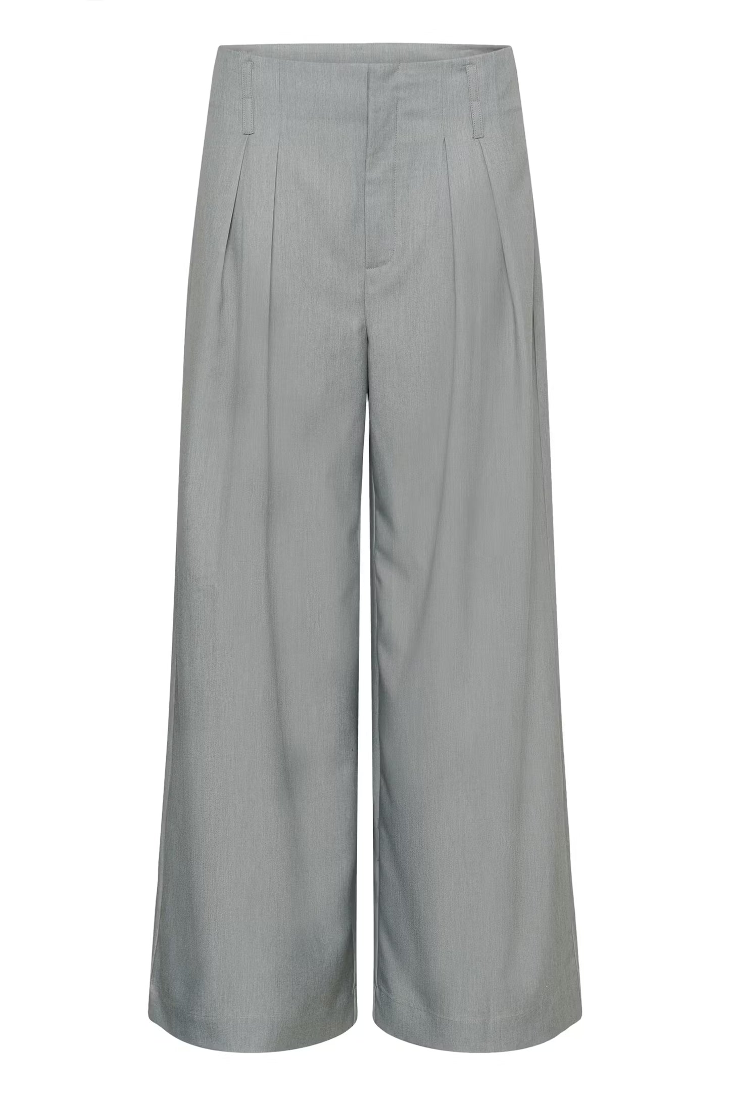 My Essential Wardrobe Hanna Luna High Wide Pant Long Light Grey Melange - Mojo Independent Store