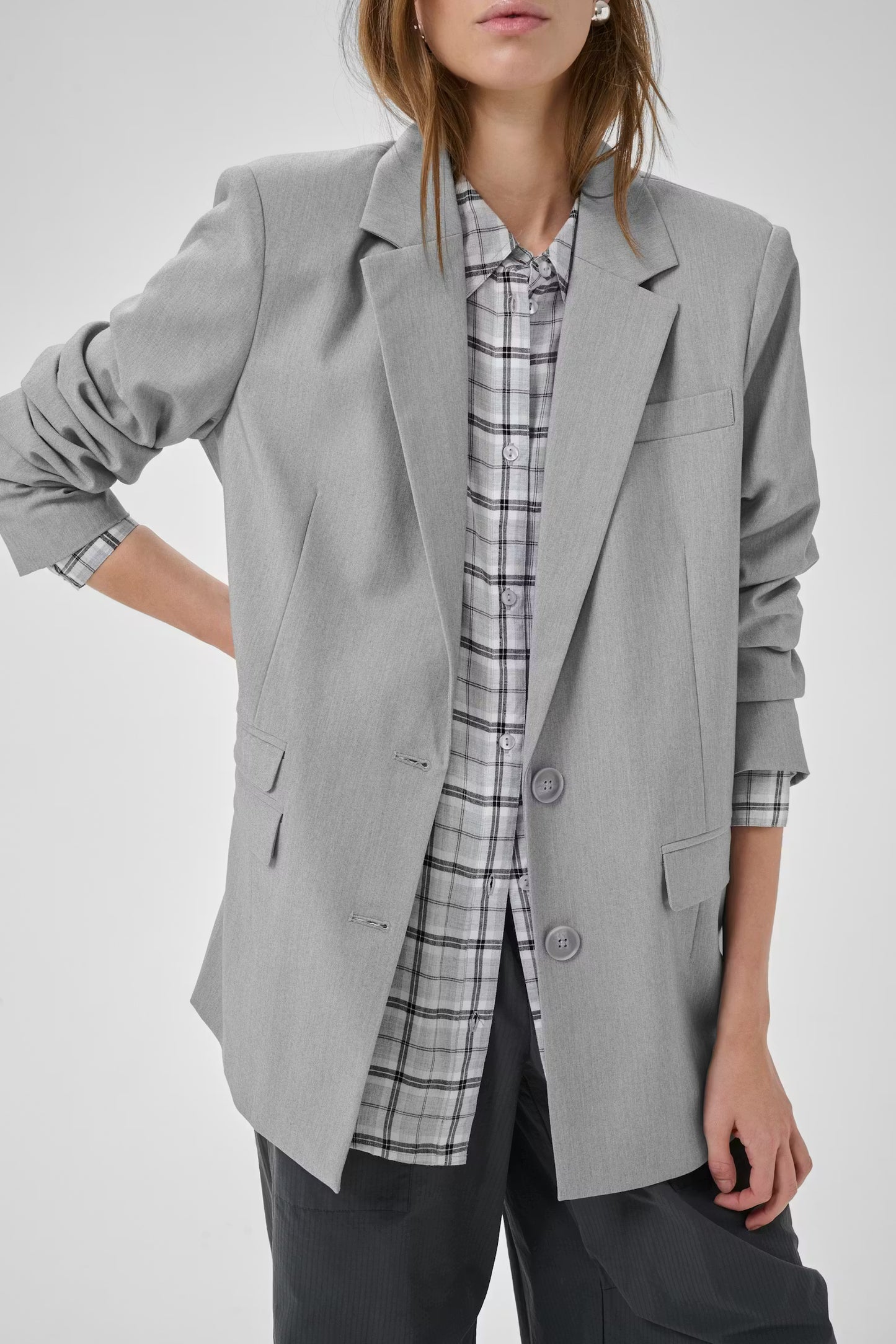 My Essential Wardrobe Hanna Blazer Light Grey Melange - Mojo Independent Store