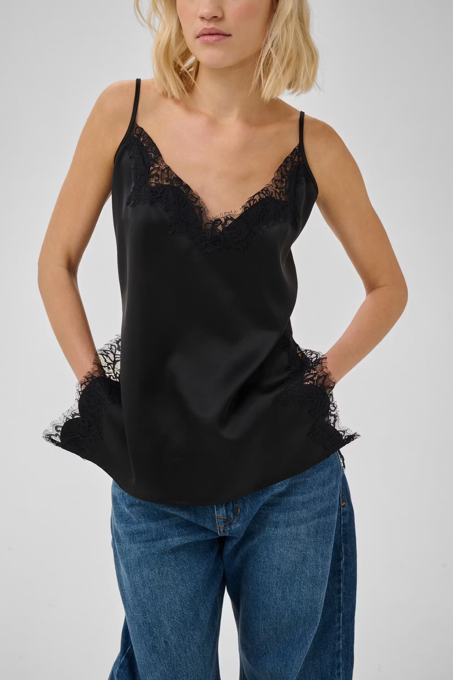 My Essential Wardrobe Brenda Lace Long Top Black