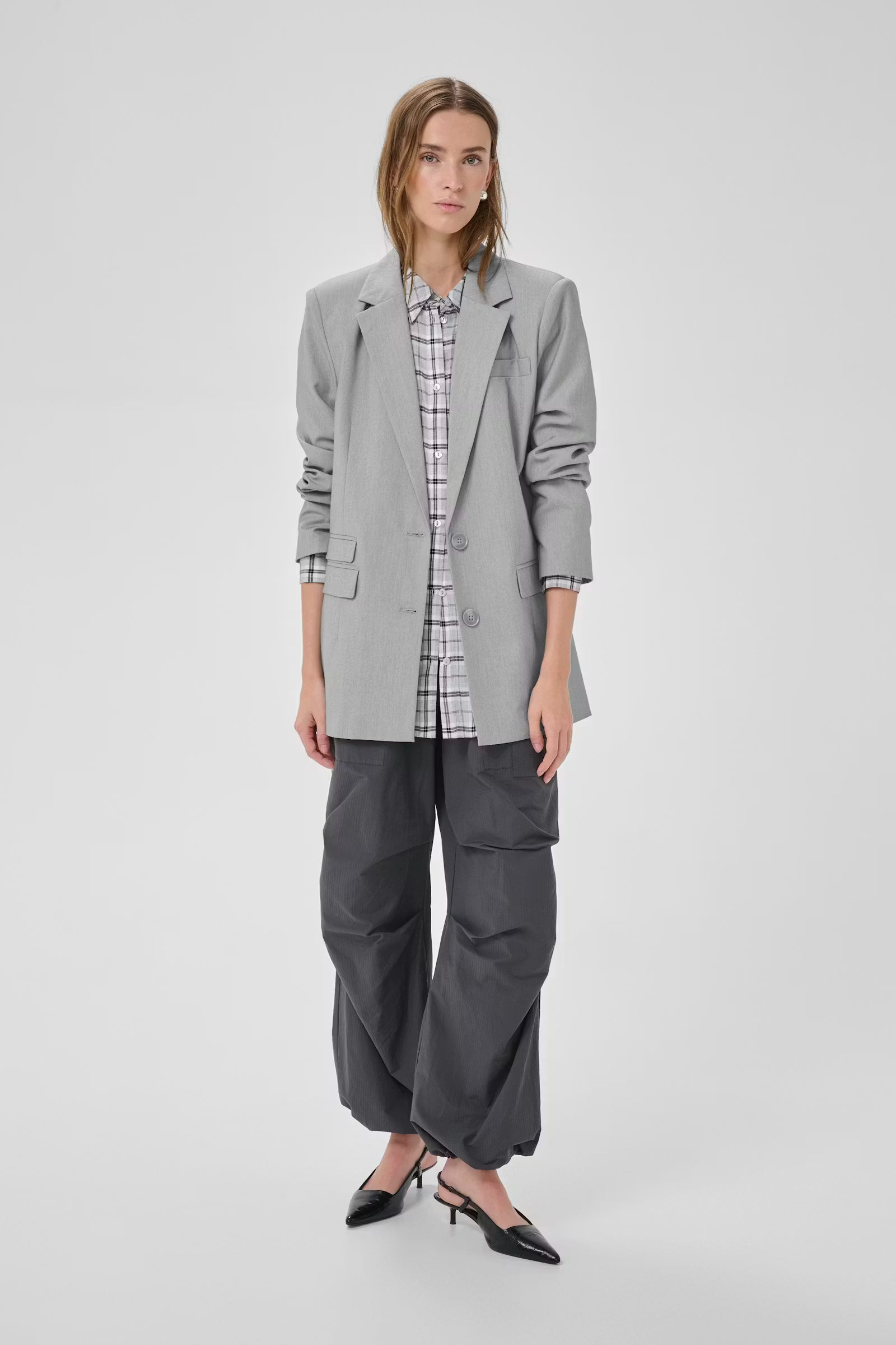 My Essential Wardrobe Hanna Blazer Light Grey Melange - Mojo Independent Store